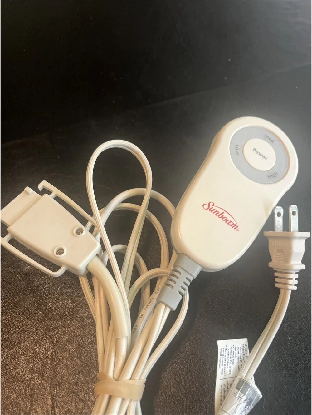 Sunbeam Style M85P M85AP E23623SP Electric Blanket Control 180W 3-Prong Cord